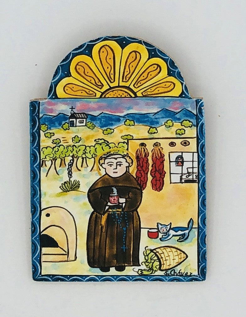 Retablo-San Pasqual (replica). Patron of cooks. chefs, and kitchens. Feast Day: May 17