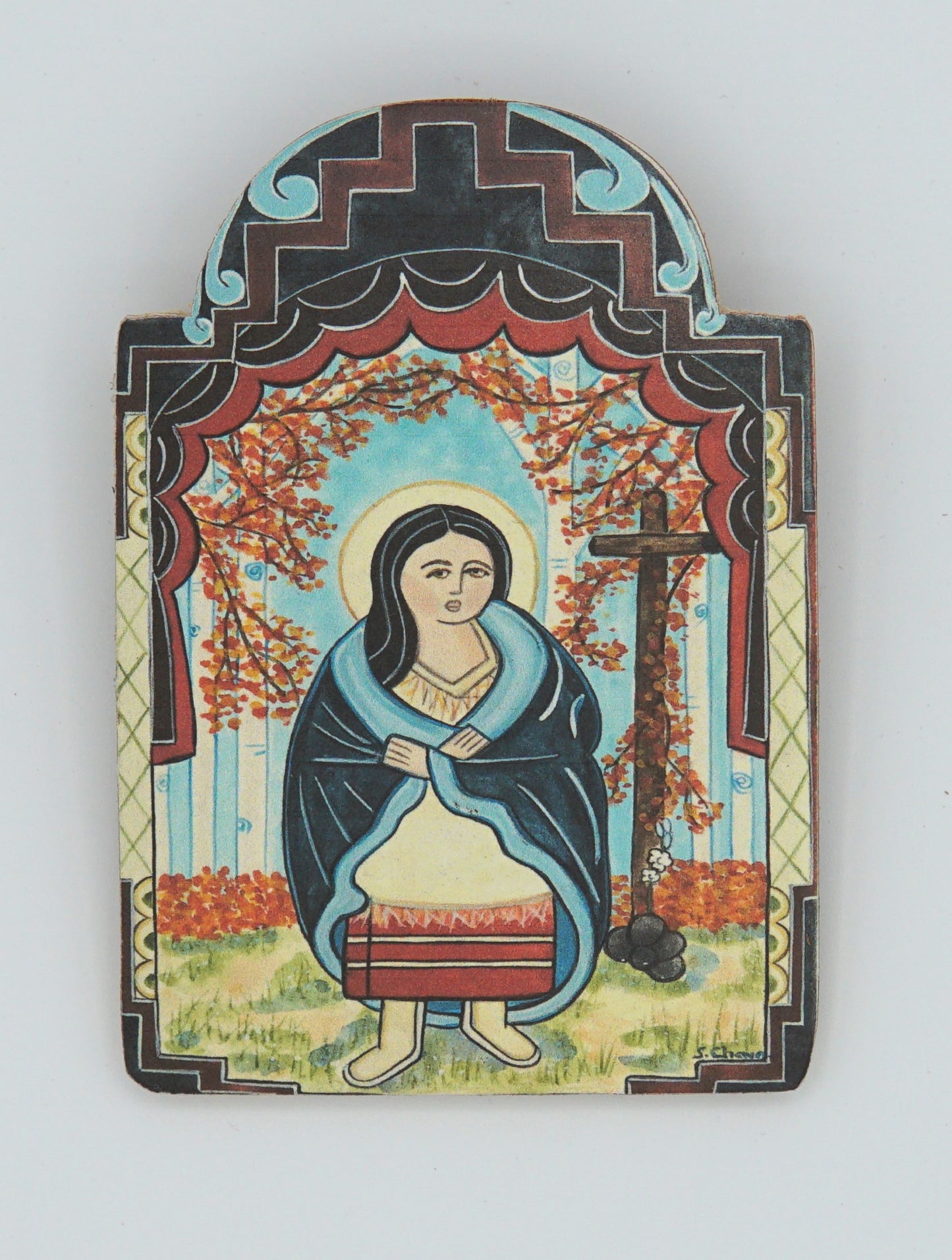 Retablo-Saint Kateri Tekakwitha (replica). Patron of American Indians and ecology. Feast Day: July 14