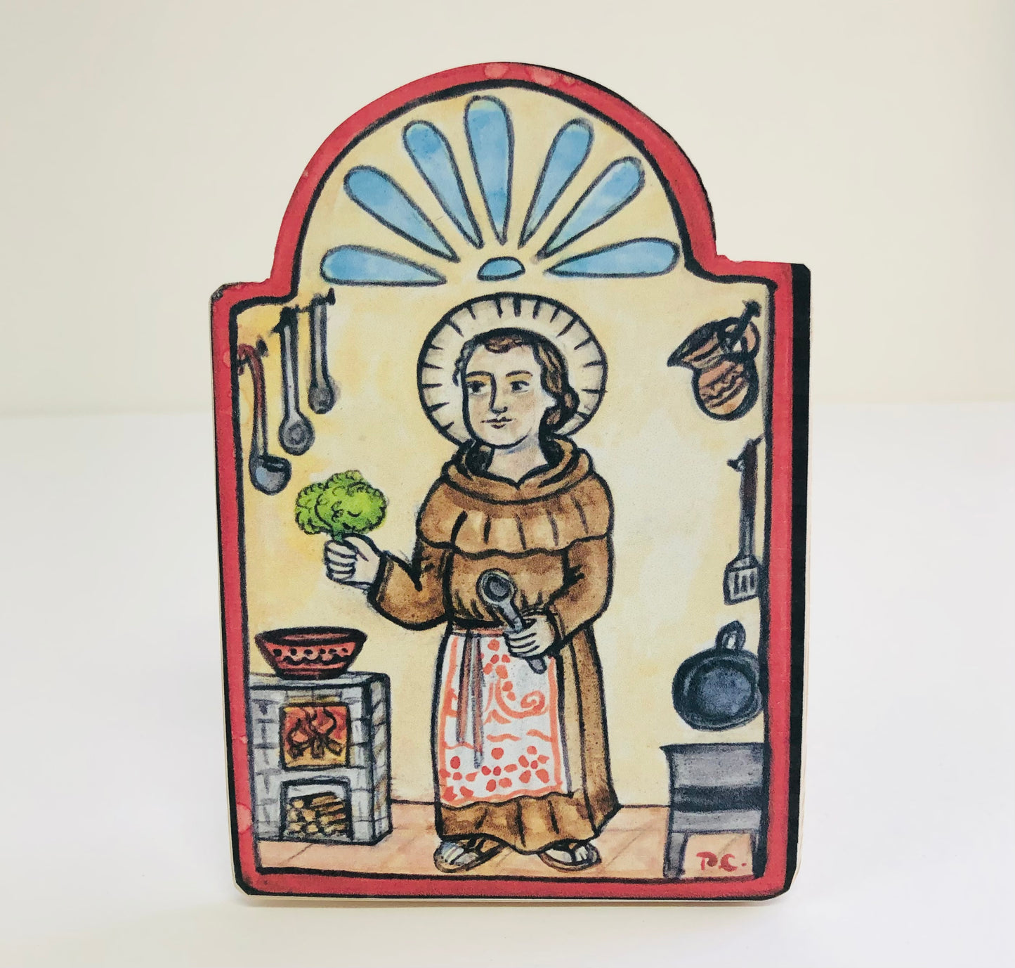Retablo-San Pasqual (replica). Patron of cooks. chefs, and kitchens. Feast Day: May 17