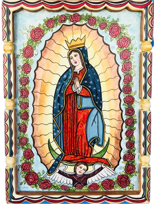 Retablo-Our Lady of Guadalupe (original) 001. Patron of right to life movement. Feast Day: Dec. 12